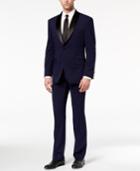 Perry Ellis Men's Slim-fit Stretch Navy Shawl-collar Tuxedo