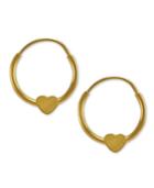 Children's 14k Gold Earrings, Heart Hoop