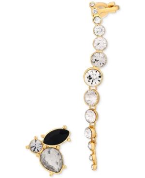 Guess Gold-tone Stone And Crystal Cuff & Stud Mismatch Earrings