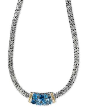 Ocean Bleu By Effy Blue Topaz Necklace (6-3/4 Ct. T.w.) In Sterling Silver And 18k Gold