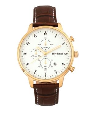 Breed Quartz Maverick Silver And Blue Chronograph Leather Watches 43mm