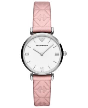 Emporio Armani Women's Pink Leather Strap Watch 32mm