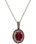 Red Velvet By Effy Ruby (1-1/2 Ct. T.w.) And Diamond (1/4 Ct. T.w.) Oval Pendant In 14k Rose Gold