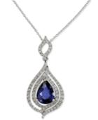 Royale Bleu By Effy Diffused Sapphire (1-3/4 Ct. T.w.) And Diamond (1/2 Ct. T.w.) Pendant Necklace In 14k White Gold