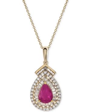 Certified Ruby (3/4 Ct. T.w.) & Diamond (1/3 Ct. T.w.) 18 Pendant Necklace In 14k Gold