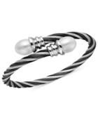 Stainless Steel Bracelet, White Cultured Freshwater Pearl Bangle (10-11mm)