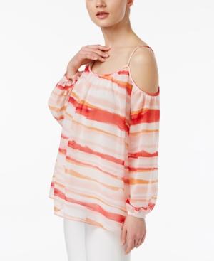 Calvin Klein Printed Cold-shoulder Top, A Macy's Exclusive