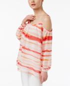 Calvin Klein Printed Cold-shoulder Top, A Macy's Exclusive