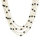 2028 Gold-tone Black 5-strand Necklace 16 Adjustable