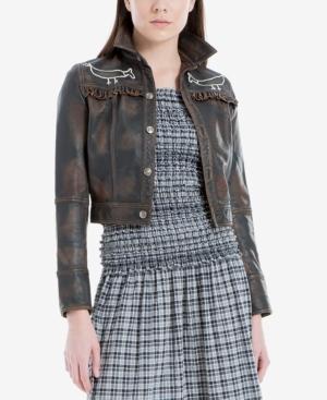 Max Studio London Cropped Leather Jacket