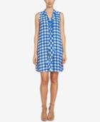 Cece Tie-neck Gingham-print Dress