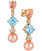 Le Vian Multi-gemstone (3-3/4 Ct. T.w.), Cultured Freshwater Pearl (9mm) And Diamond (1/3 Ct. T.w.) Drop Earrings In 14k Rose Gold