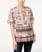 Style & Co. Petite Printed Peasant Top, Only At Macy's