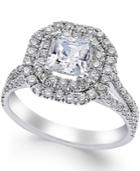 Certified Diamond Halo Engagement Ring In 18k White Gold (1-3/4 Ct. T.w.)