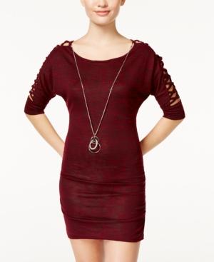 Heart And Soul Juniors' Crisscross-sleeve Bodycon Dress
