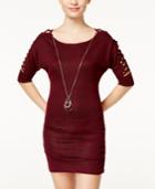 Heart And Soul Juniors' Crisscross-sleeve Bodycon Dress