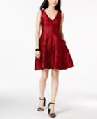 Betsey Johnson V-neck Jacquard Fit & Flare Dress