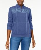 Alfred Dunner Pastel Skies Embroidered Quilted Sweatshirt
