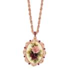 2028 Rose Gold-tone Purple Crystal Flower Oval Pendant Necklace 28