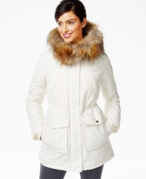 Dkny Faux-fur-trim Water-resistant Parka