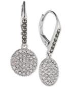 Judith Jack Silver-tone Marcasite Accented And Crystal Disc Drop Earrings