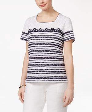 Alfred Dunner Petite Seas The Day Burnout Striped Top