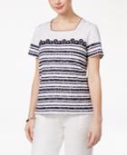 Alfred Dunner Petite Seas The Day Burnout Striped Top