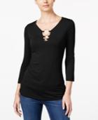 Inc International Concepts Petite Embellished Keyhole Top, Only At Macy's