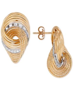 Two-tone Knot Drop Earrings In 14k Gold