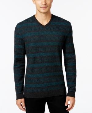 Alfani Collection Men's Chevron Stripe V-neck Sweater, Classic Fit