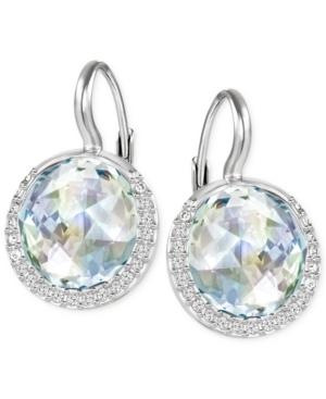 Swarovski Silver-tone Faceted Cabochon Crystal Drop Earrings