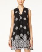 As U Wish Juniors' Printed Tie-neck Shift Dress