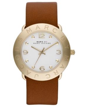 Marc By Marc Jacobs Watch, Women's Amy Cognac Leather Strap 36mm Mbm8574