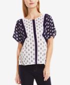 Vince Camuto Madras Printed Elbow-sleeve Blouse