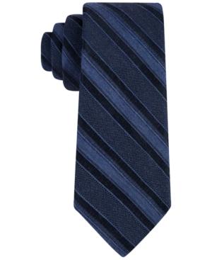 Calvin Klein Men's Denim Gold Multi Stripe Slim Tie