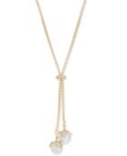 Charter Club Gold-tone Imitation Pearl & Pave Lariat Necklace, Created For Macy's