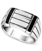 Men's Sterling Silver Ring, Onyx Accent Ring