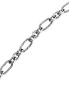 Carolyn Pollack Polished And Textured Oval Links Necklace In Sterling Silver