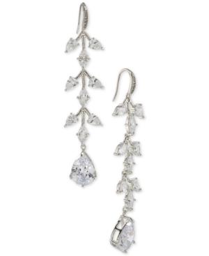 Carolee Silver-tone Crystal Linear Drop Earrings
