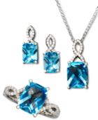 Blue Topaz (7-1/2 Ct. T.w.) And White Topaz Accent Jewelry Set In Sterling Silver