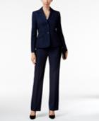 Le Suit Pinstriped Two-button Pantsuit