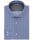 Calvin Klein Men's X Extra-slim Fit Stretch Blue Print Dress Shirt