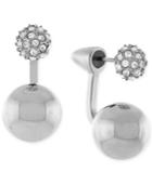 Vince Camuto Silver-tone Pave Double Sphere Ear Jackets