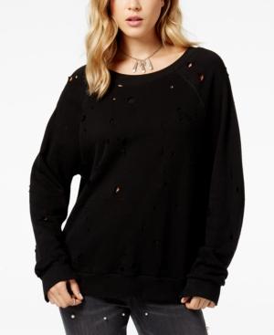 Project Social T Cotton Ripped Raglan Sweatshirt