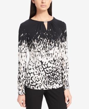 Calvin Klein Printed Embellished Ruched Top
