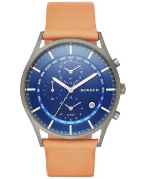 Skagen Men's Chronograph Holst Natural Leather Strap Watch 40mm Skw6285