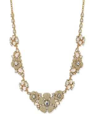 Kate Spade New York Gold-tone Imitation Pearl And Crystal Flower Statement Necklace