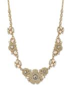 Kate Spade New York Gold-tone Imitation Pearl And Crystal Flower Statement Necklace
