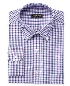 Club Room Estate Men's Classic-fit Wrinkle-resistant Purple Gingham Dress Shirt, Only At Macy's