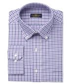 Club Room Estate Men's Classic-fit Wrinkle-resistant Purple Gingham Dress Shirt, Only At Macy's